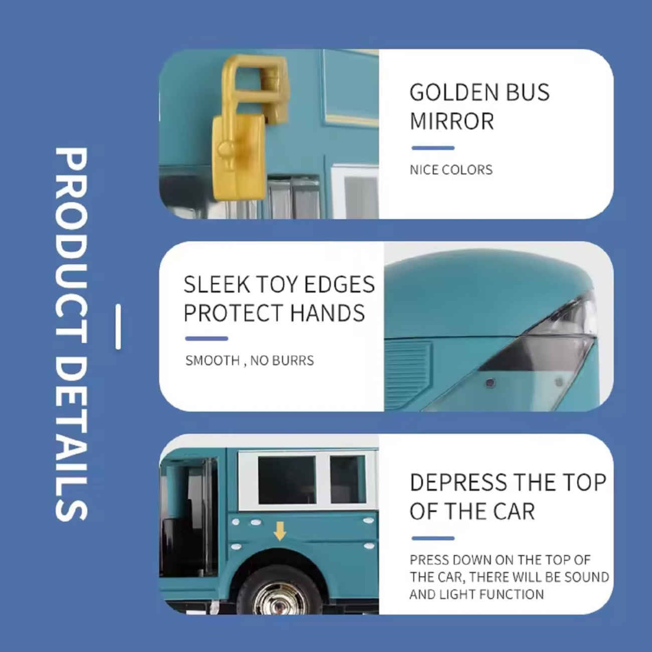 Bus-jouet musical à deux étages de Londres – Métal moulé avec portes ouvrantes