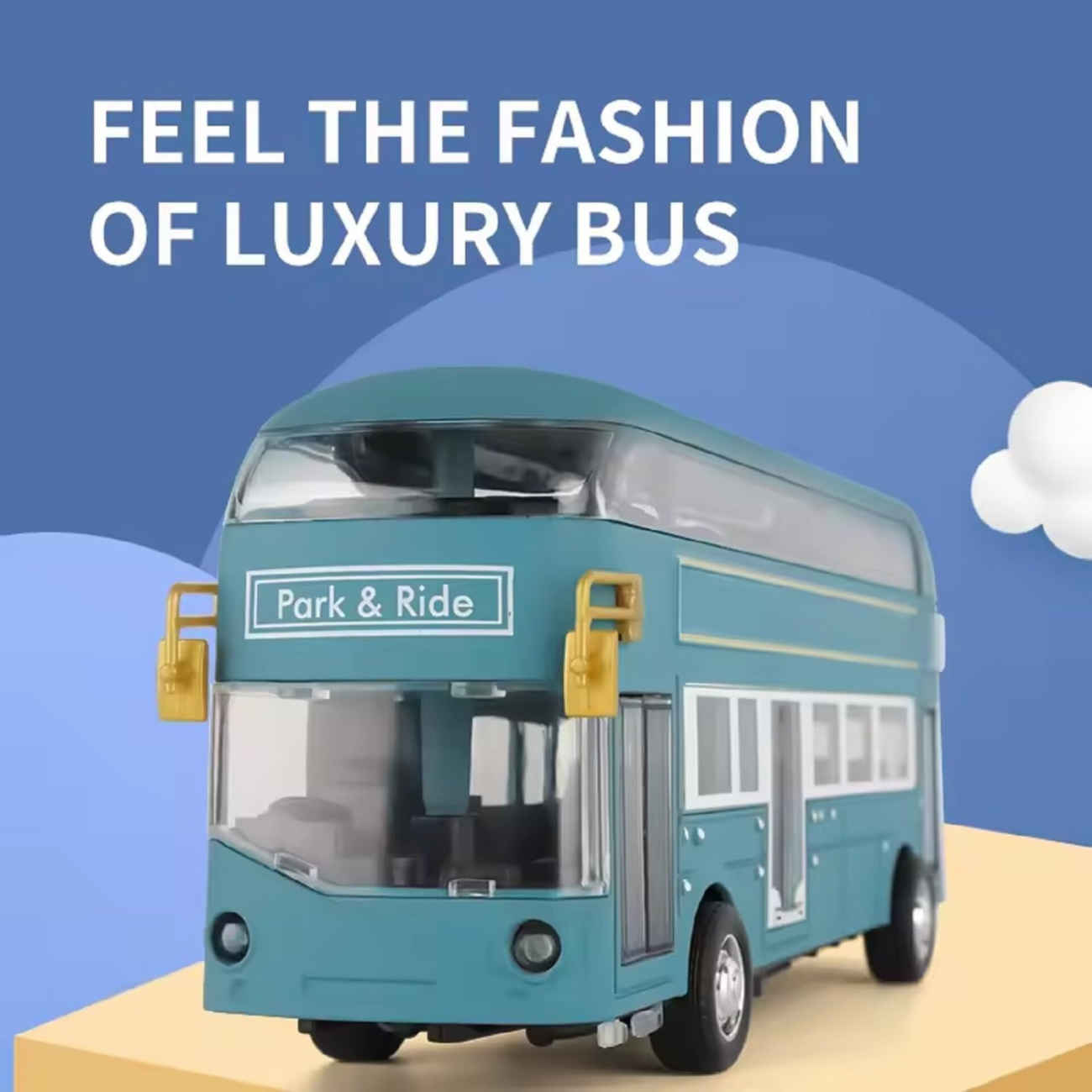 Bus-jouet musical à deux étages de Londres – Métal moulé avec portes ouvrantes
