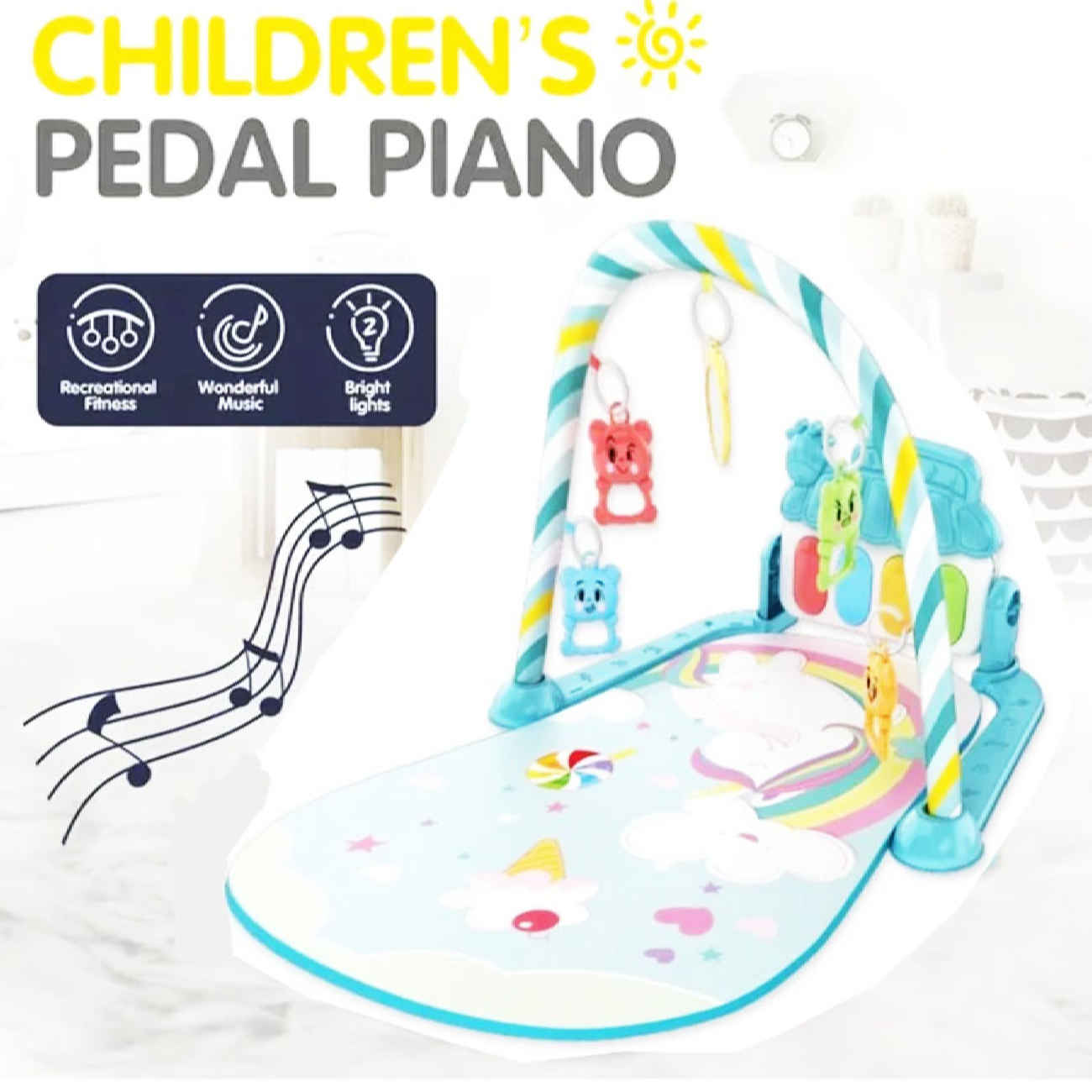 Tapis d’éveil bébé Licorne magique – Gymnase sensoriel et multifonction pour nouveau-nés