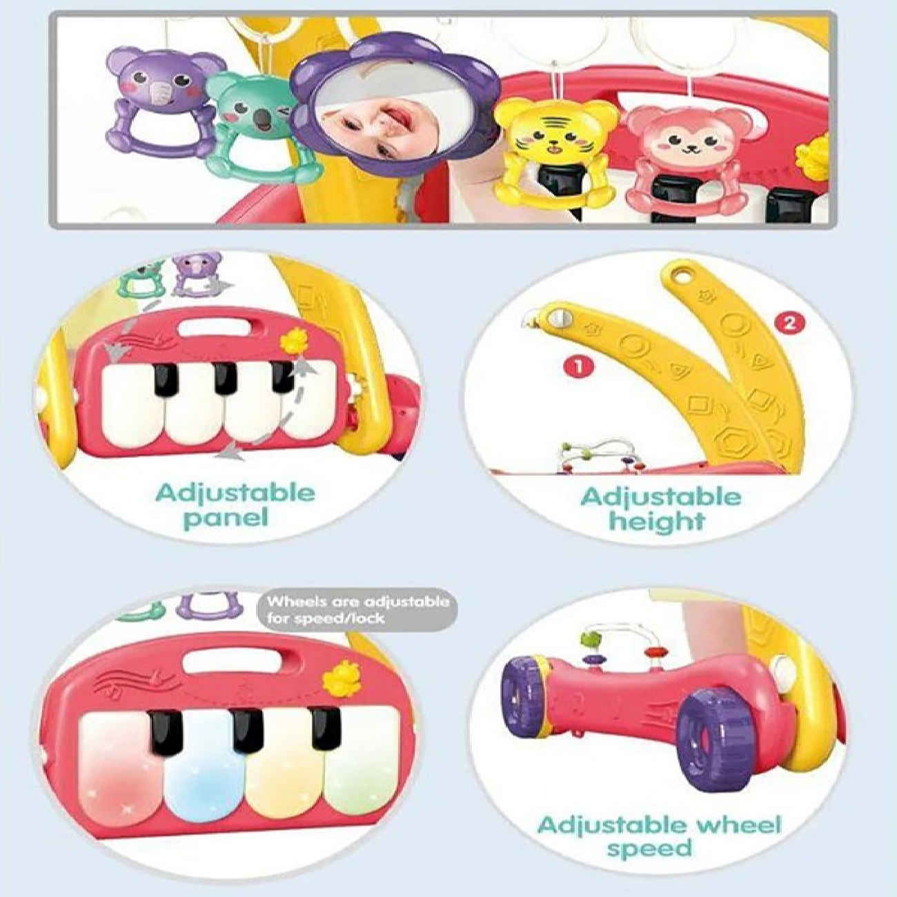 Trotteur Musical pour Bébé à Thème Animal avec Piano Interactif – Jouet Éducatif et Ludique pour Tout-Petits