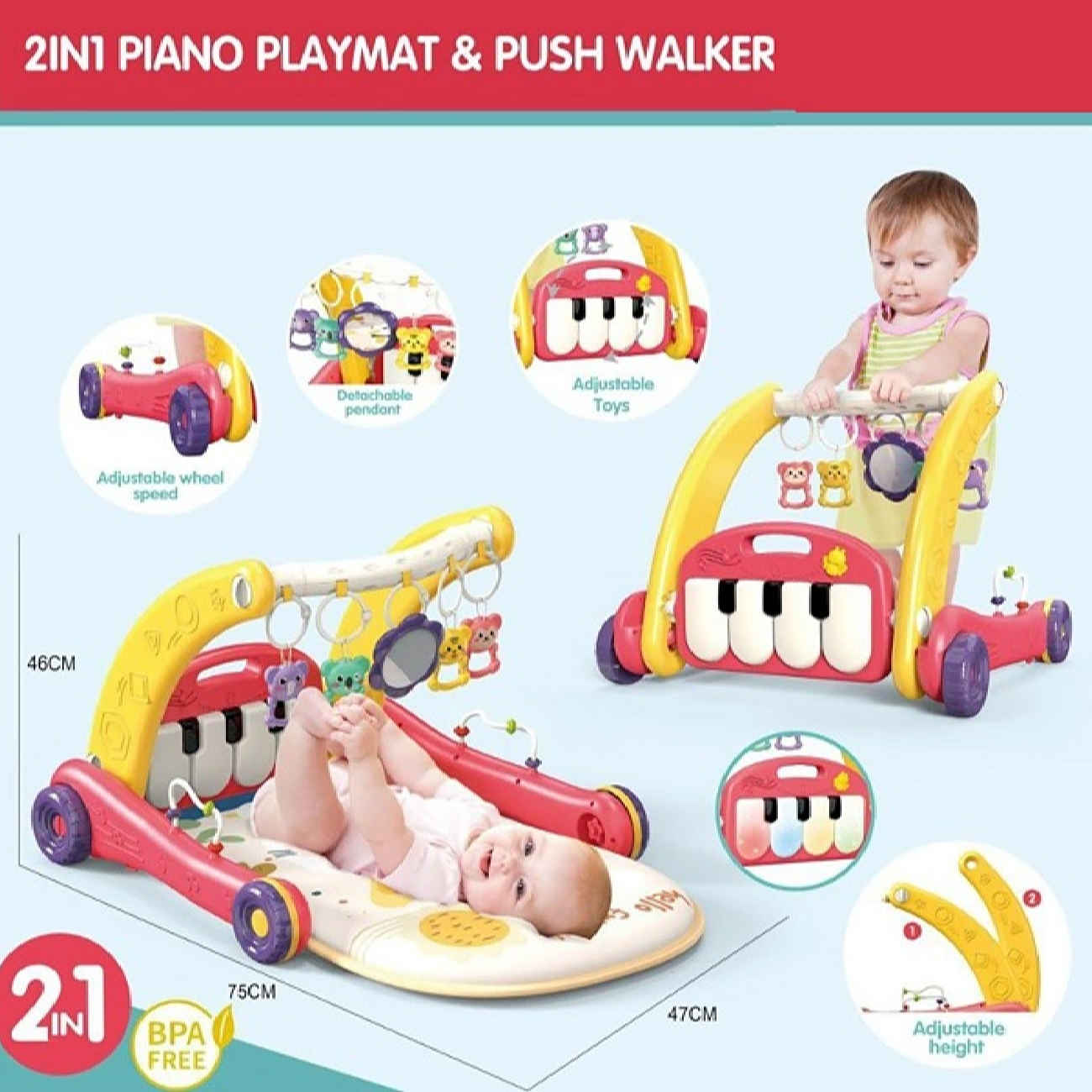 Trotteur Musical pour Bébé à Thème Animal avec Piano Interactif – Jouet Éducatif et Ludique pour Tout-Petits