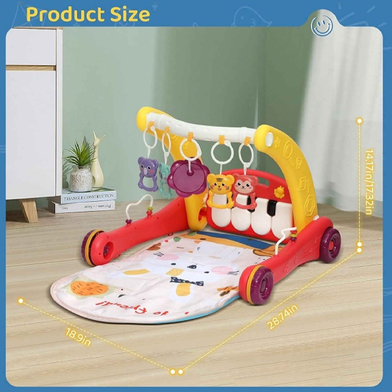 Trotteur Musical pour Bébé à Thème Animal avec Piano Interactif – Jouet Éducatif et Ludique pour Tout-Petits