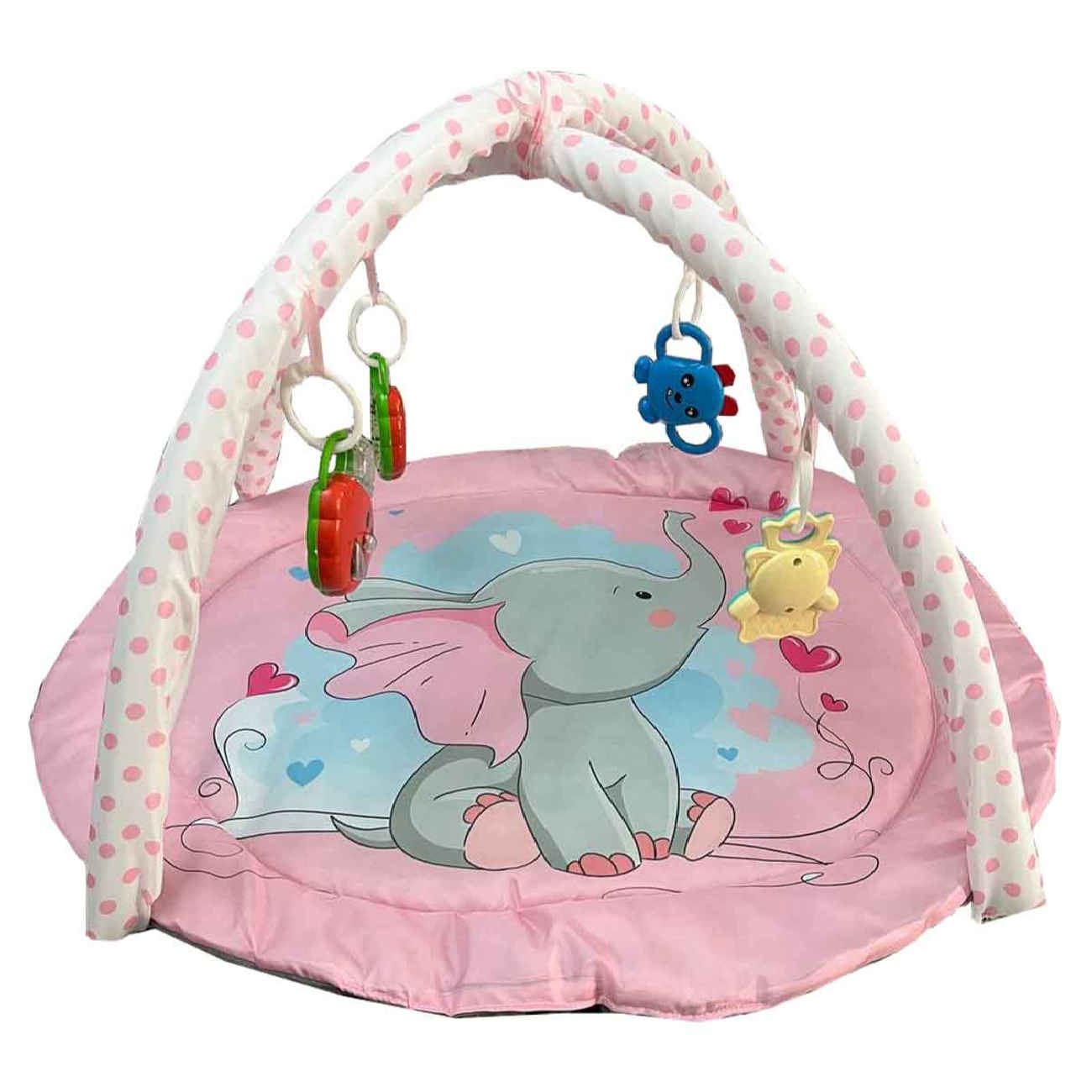 Tapis d’éveil bébé éléphant rose – Aventure douce et confortable pour votre bébé