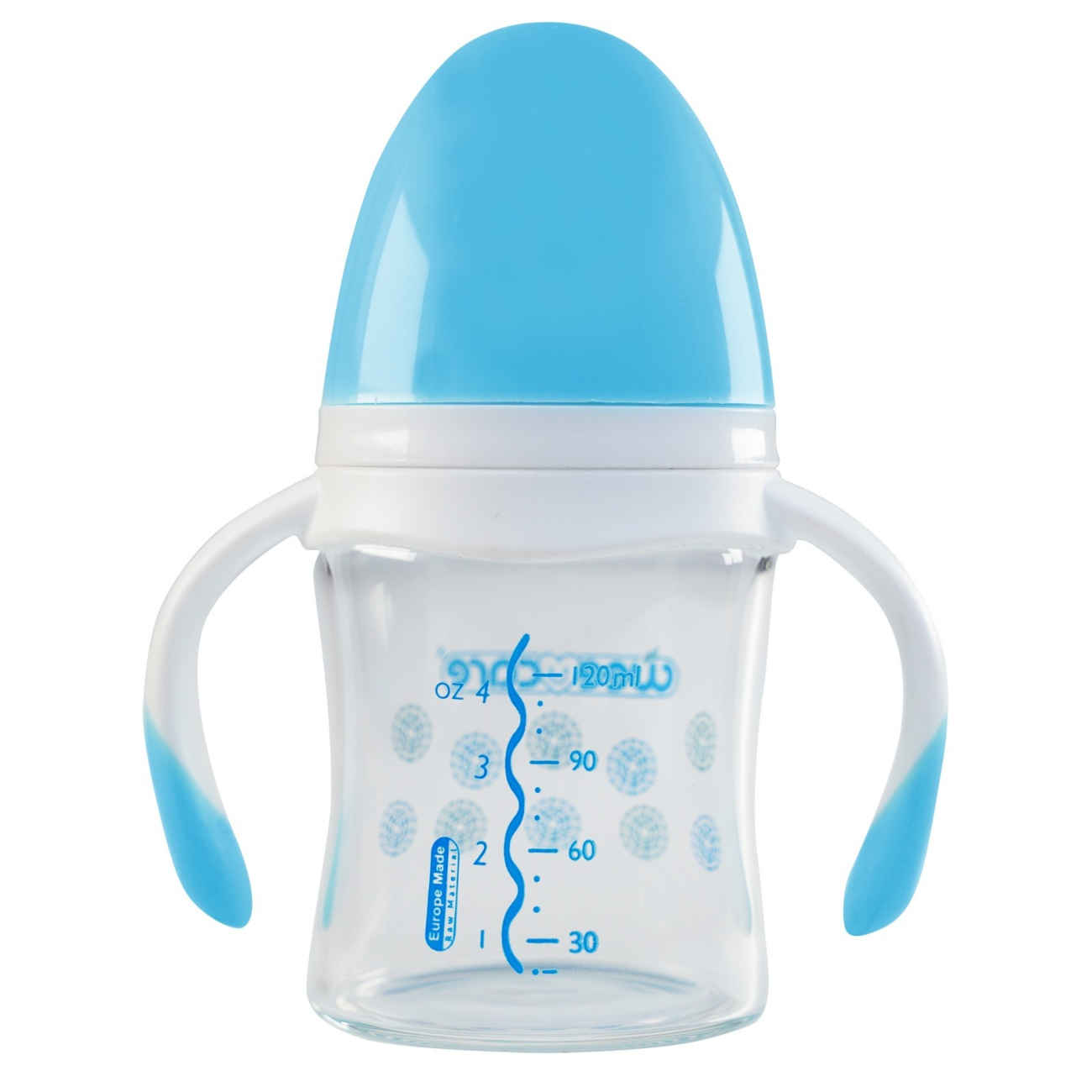 Biberon Bébé Wee Care en Pyrex à Large Col avec Poignées – 120 ml