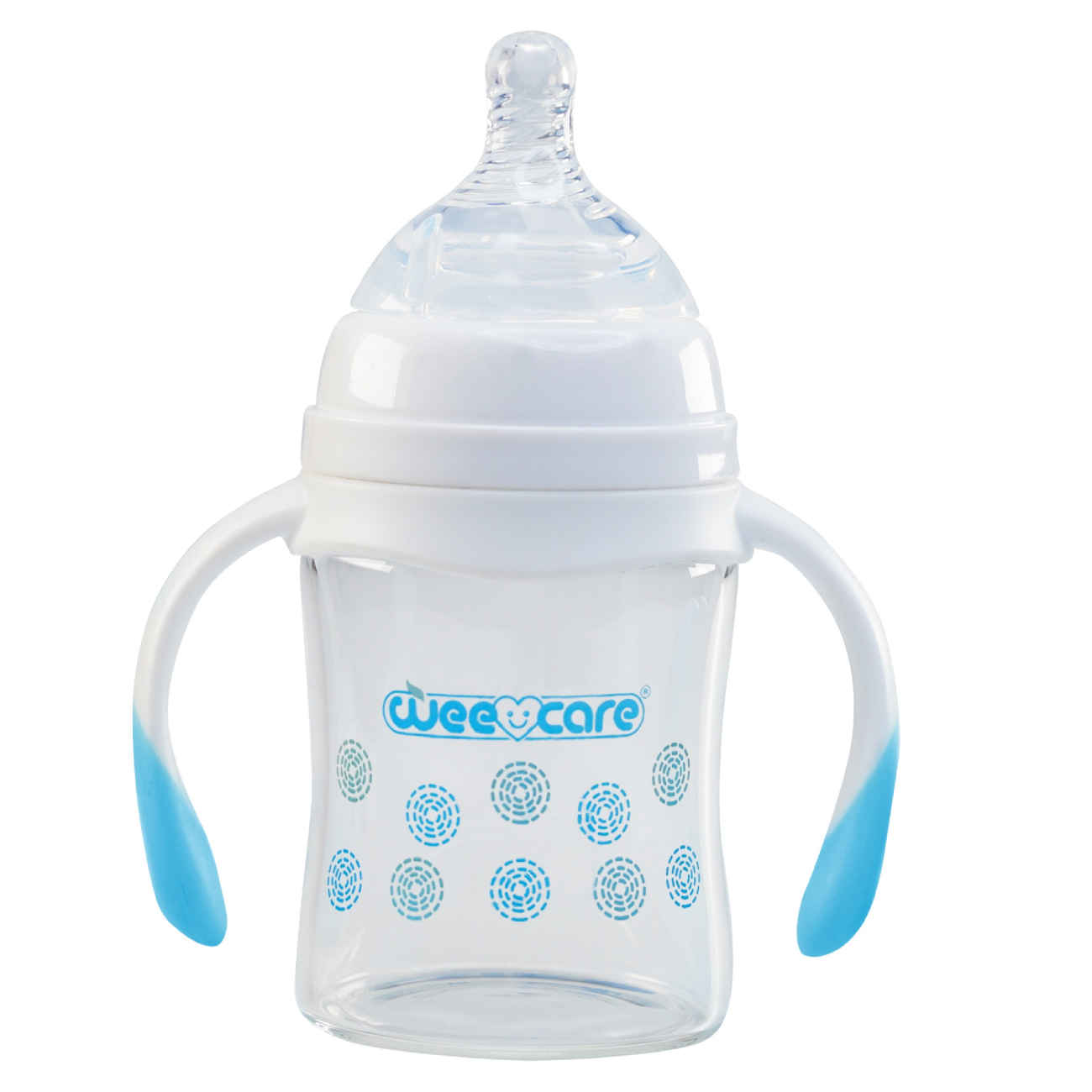 Biberon Bébé Wee Care en Pyrex à Large Col avec Poignées – 120 ml