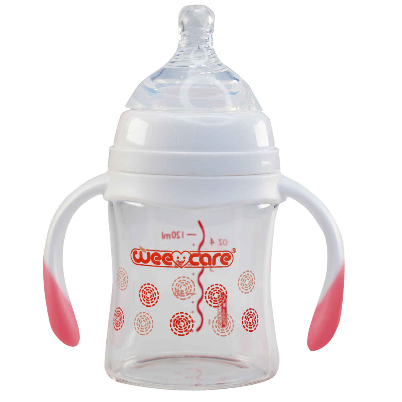 Biberon Bébé Wee Care en Pyrex à Large Col avec Poignées – 120 ml