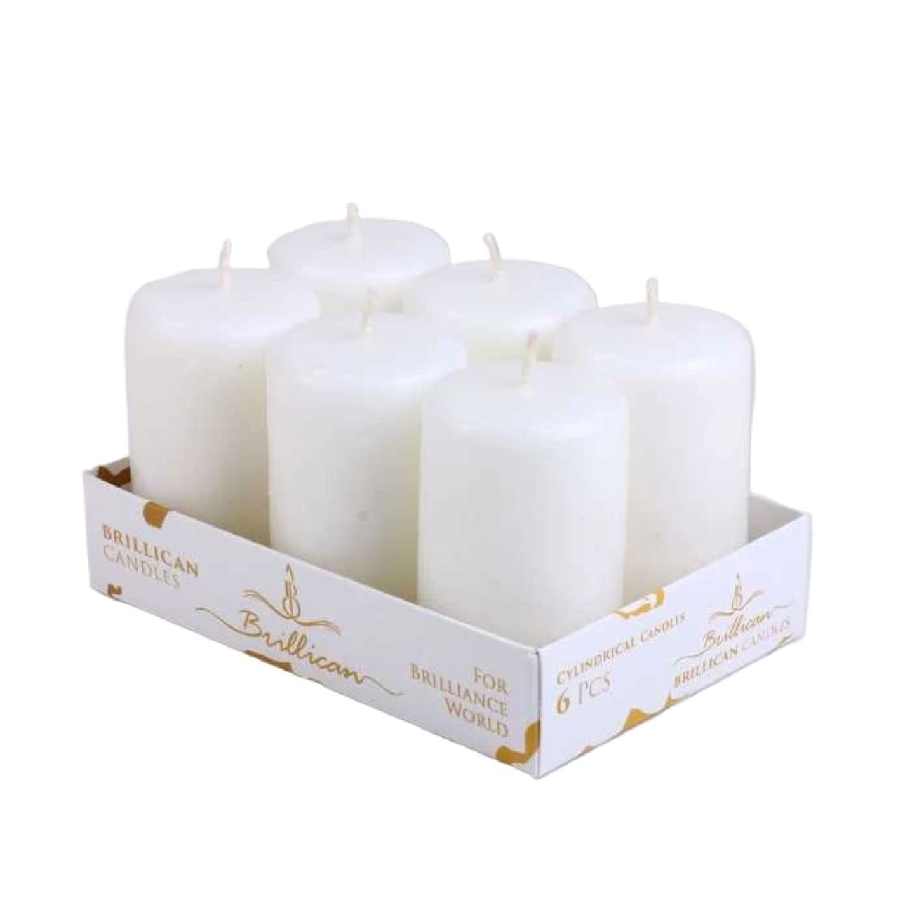 Bougie colonne – Classique et sans parfum, adaptée pour la maison et les événements, coloris blanc (6 pièces)